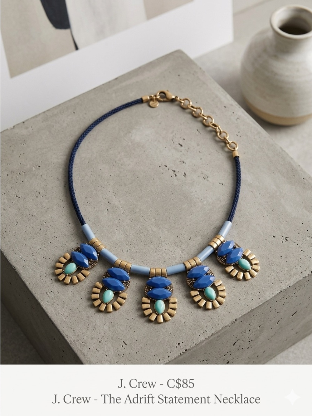 J. Crew Blue and Gold Statement Necklace